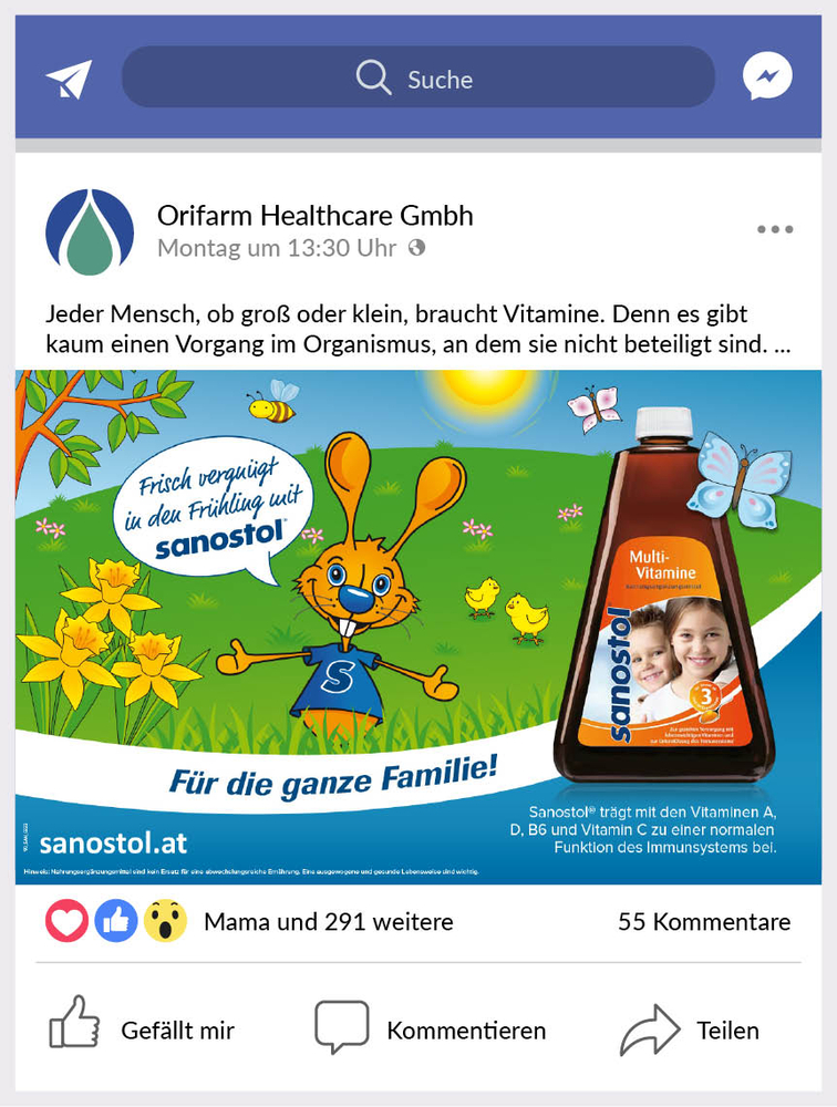 Sanostol Facebook Post